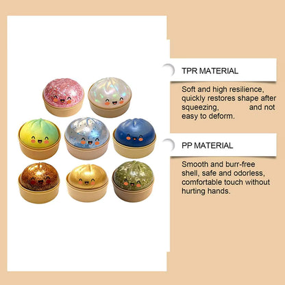Premium Squishy Steamed Bun Dumpling Toy & Steamer Base