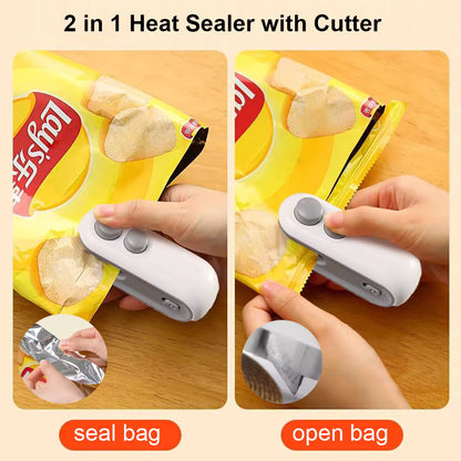 2-in-1 Mini Bag Sealer & Cutter | USB Rechargeable