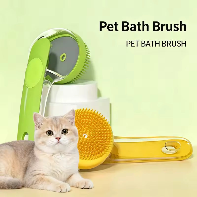 Refillable Pet Bath Massage Brush | Dog & Cat Shampoo Scrubber