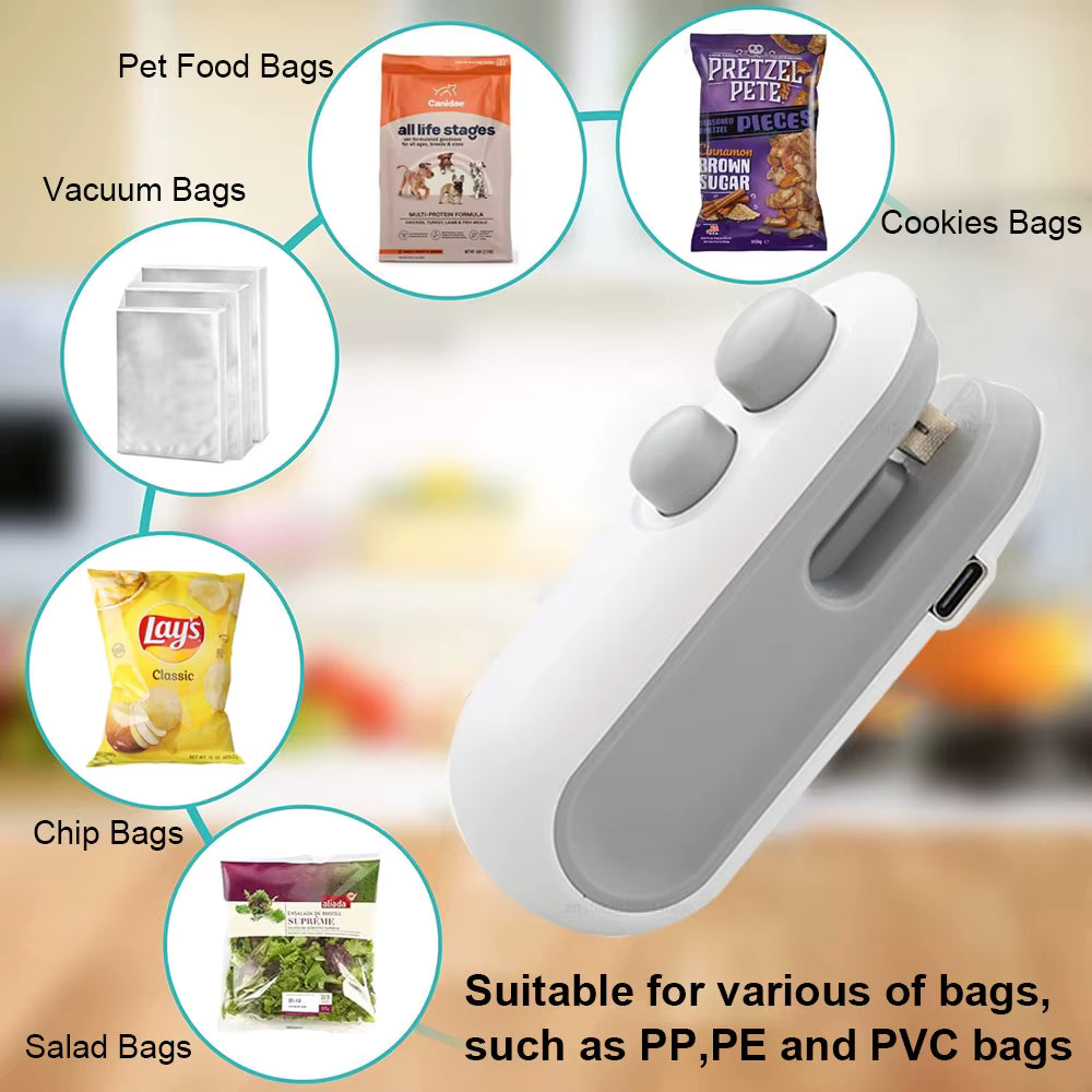 2-in-1 Mini Bag Sealer & Cutter | USB Rechargeable
