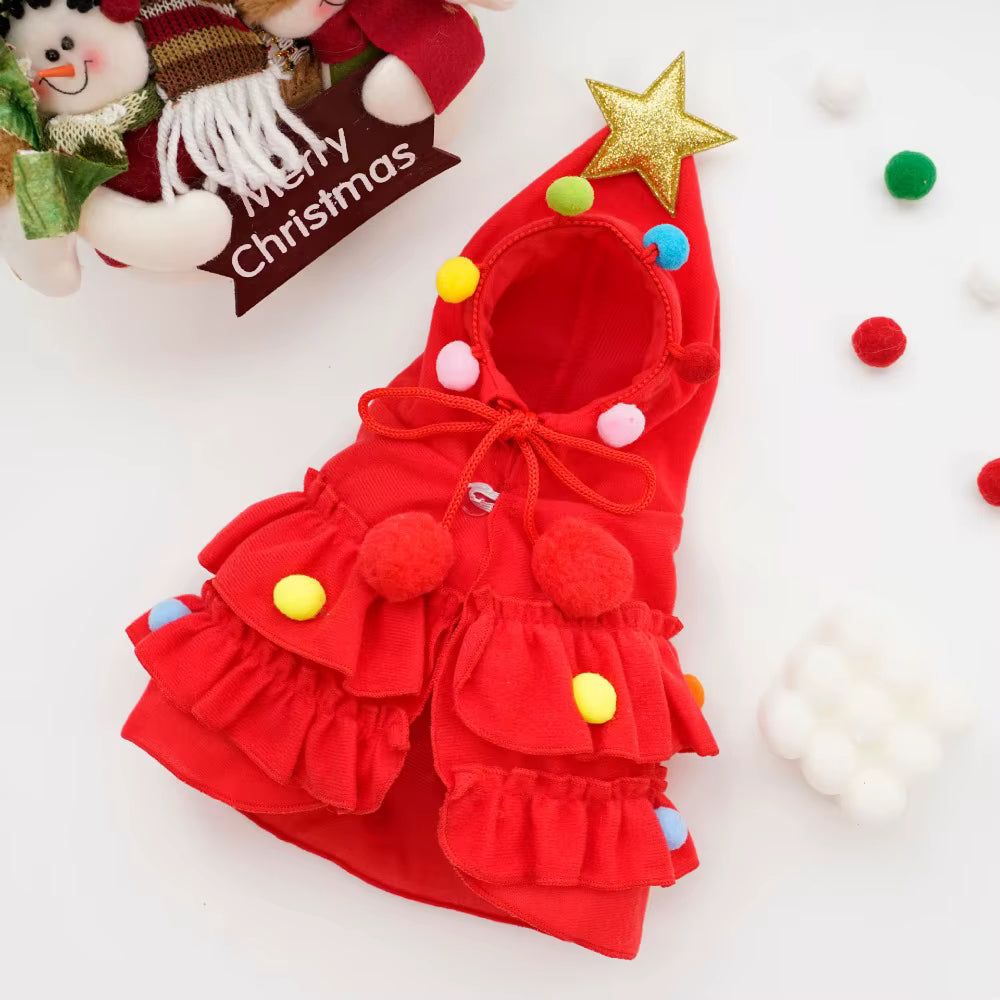 Christmas Pet Cape Dog Cat Costume | Festive Tree Cloak