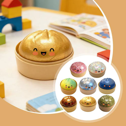 Premium Squishy Steamed Bun Dumpling Toy & Steamer Base