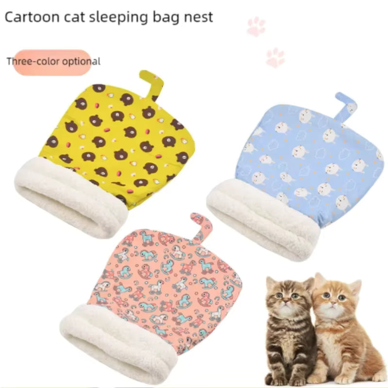 Soft Cuddly Cat Sleeping Bag | Fluffy Warm Pet Pocket Bed