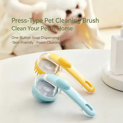 Refillable Pet Bath Massage Brush | Dog & Cat Shampoo Scrubber
