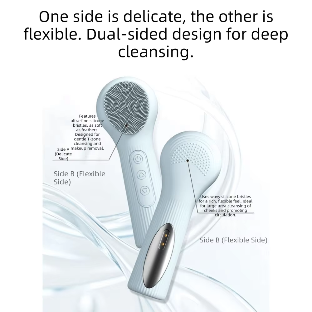 Waterproof Heat Compress Ultrasonic Facial Cleansing Brush