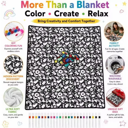 DIY Coloring Blanket with 24 Markers | Custom Art Throw