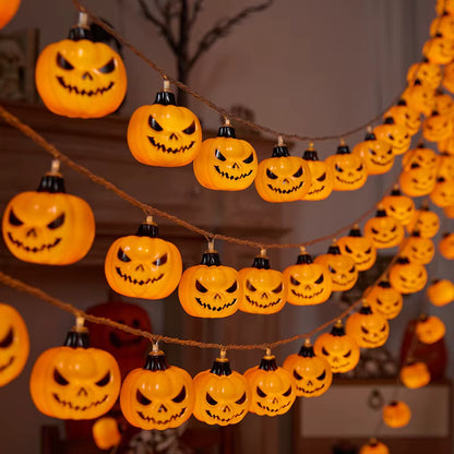 Halloween Pumpkin String Lights | Jack-O-Lantern Fairy LED