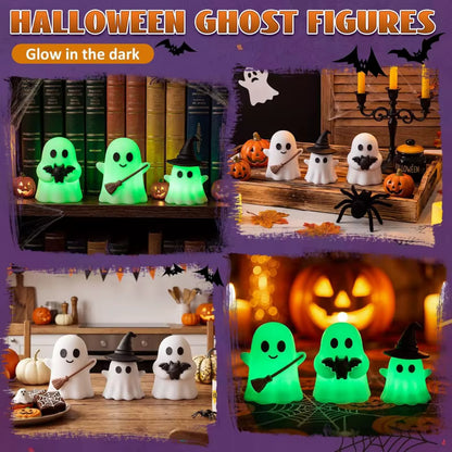 6Pcs Luminous Mini Ghost Statues | Glow Spooky Cake Toppers