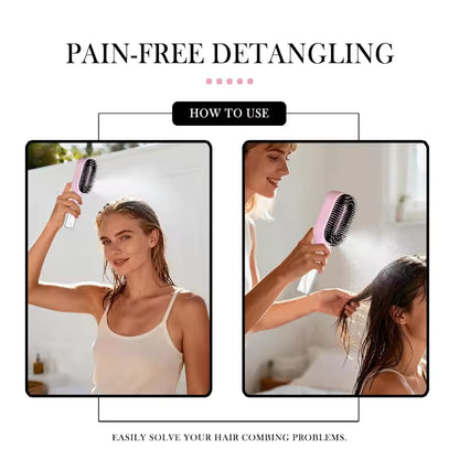 2-in-1 Mist Spraying Detangling Hair Brush & Scalp Massager