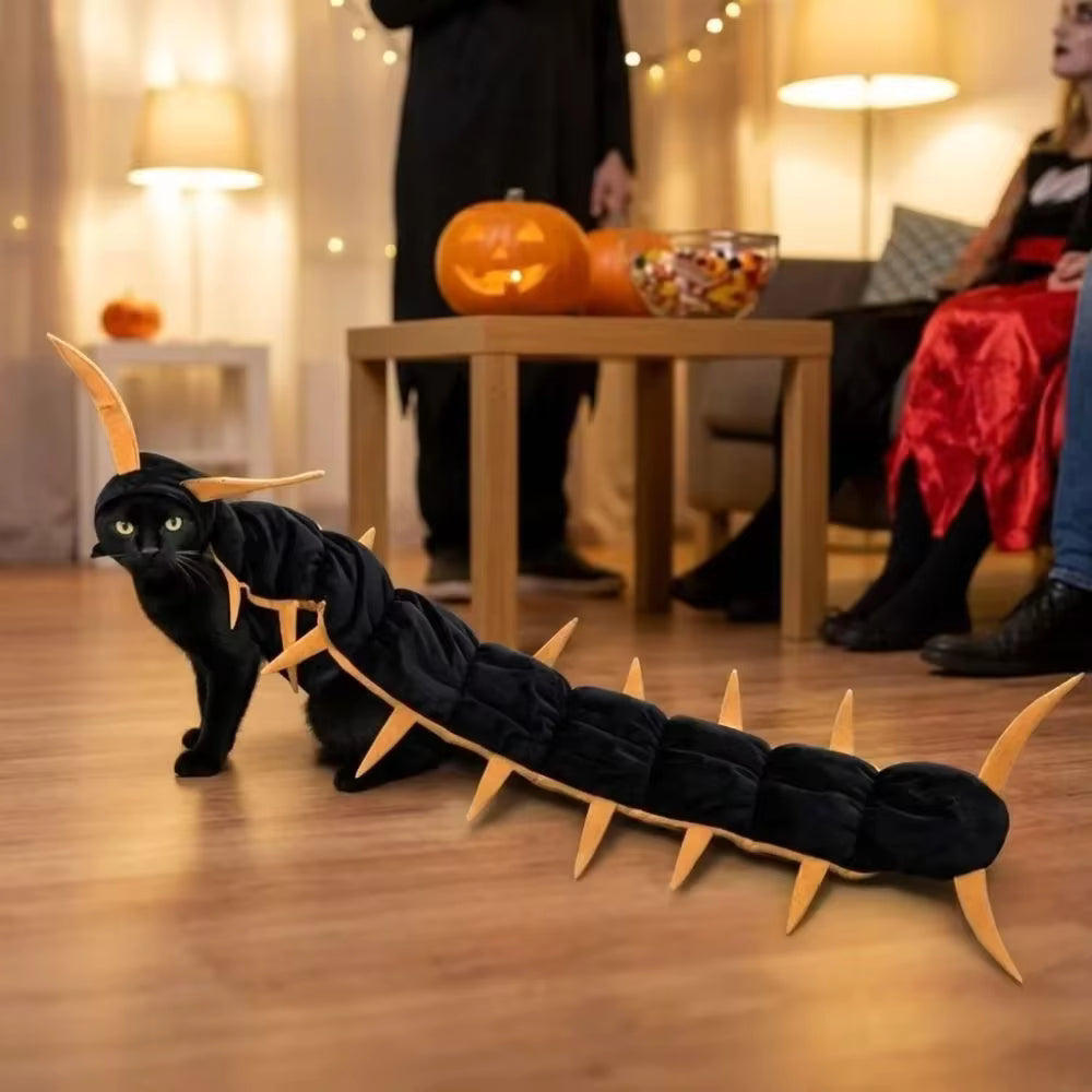 Centipede Cat Costume Halloween | 50-Inch Spooky Pet Cloak