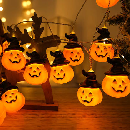 Halloween Pumpkin String Lights | Jack-O-Lantern Fairy LED