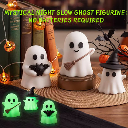 6Pcs Luminous Mini Ghost Statues | Glow Spooky Cake Toppers