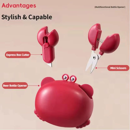 4-in-1 Cartoon Crab Magnetic Bottle Opener & Box Cutter Tool
