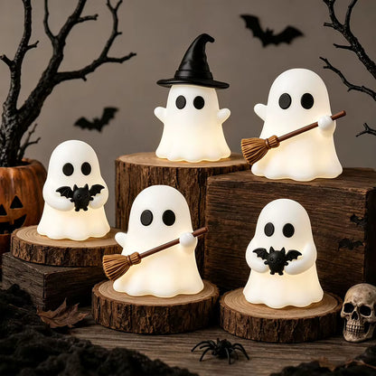 6Pcs Luminous Mini Ghost Statues | Glow Spooky Cake Toppers