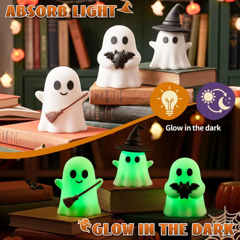 6Pcs Luminous Mini Ghost Statues | Glow Spooky Cake Toppers