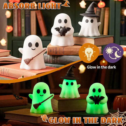 6Pcs Luminous Mini Ghost Statues | Glow Spooky Cake Toppers