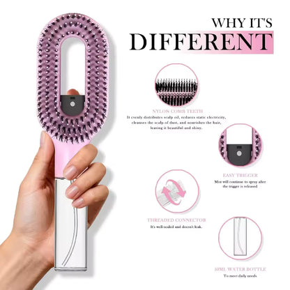 2-in-1 Mist Spraying Detangling Hair Brush & Scalp Massager