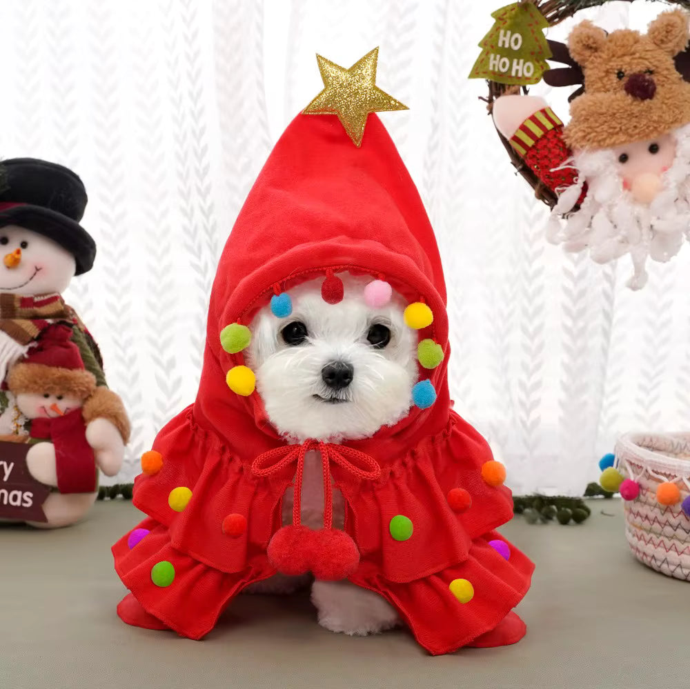 Christmas Pet Cape Dog Cat Costume | Festive Tree Cloak