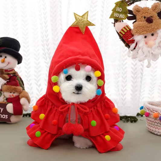 Christmas Pet Cape Dog Cat Costume | Festive Tree Cloak
