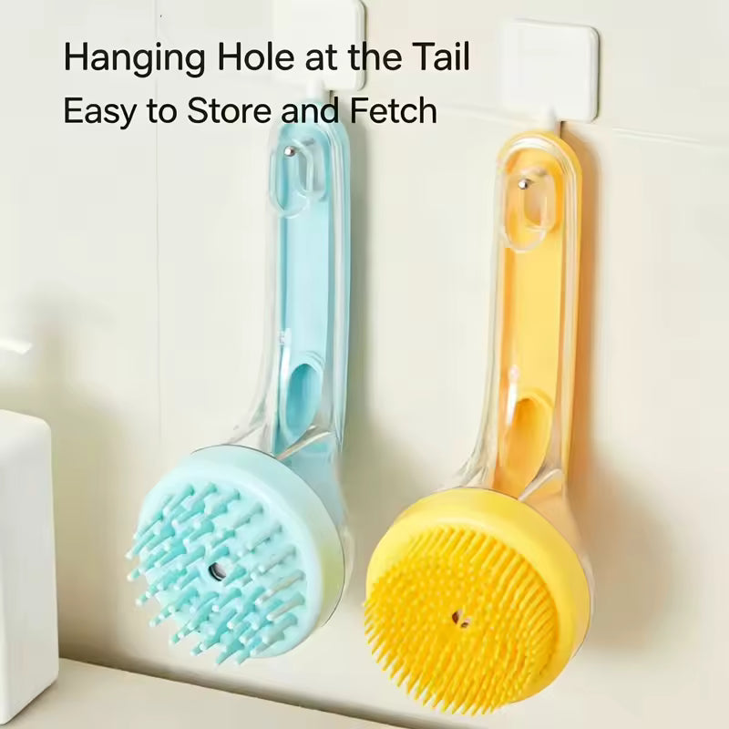 Refillable Pet Bath Massage Brush | Dog & Cat Shampoo Scrubber