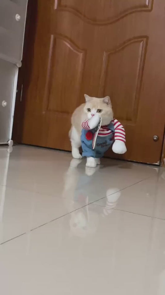 Funny Cat Halloween Costume with Foam Knife for Pets